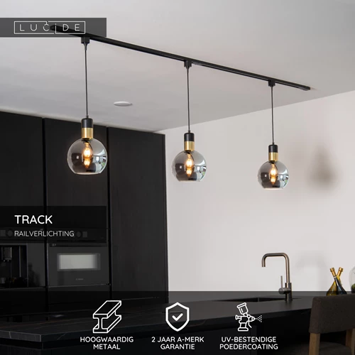 Lucide TRACK Hanglampadapter - 1-fase Railsysteem / Railverlichting - Zwart (Uitbreiding) - USP